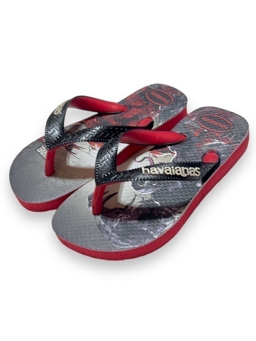 Havaianas Marvel Venom Red and Black Flip Flops Toddler Boys 11/12C Brand New!